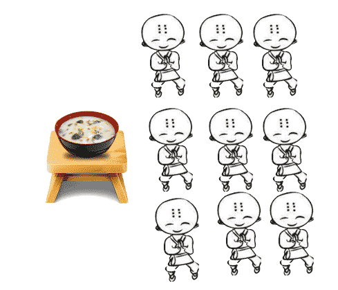 僧多粥少 - sēng duō zhōu shǎo